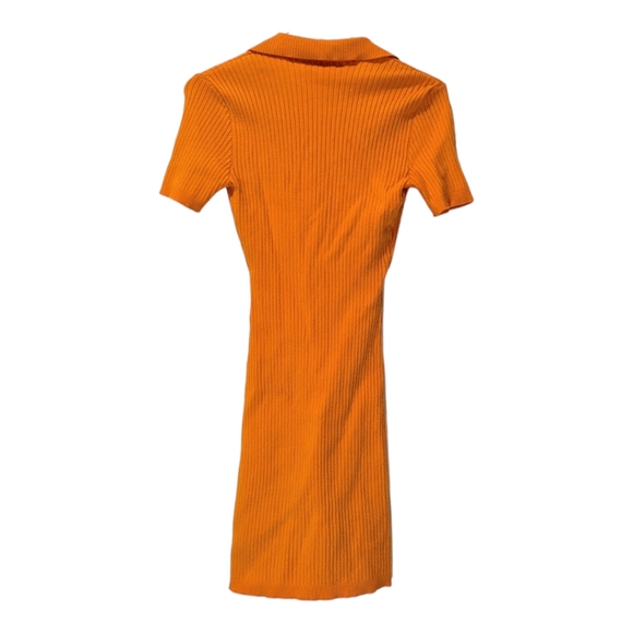 Meshki Esma Knitted Button Down Short Sleeve Mini Dress - Tangerine - Picture 3 of 7